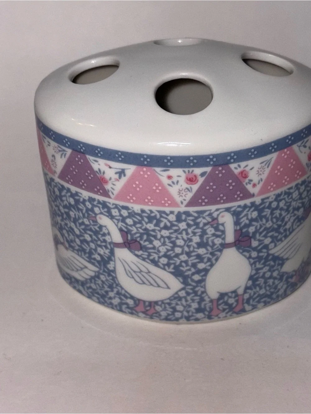 1980’s Country Goose Toothbrush Holder Ceramic Japan Holds 4 Vintage